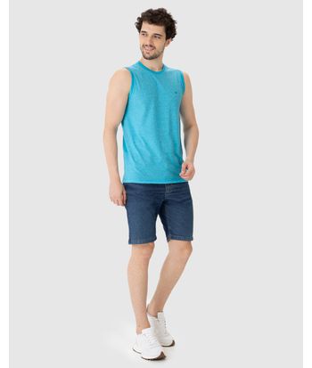 Regata Básica Masculina Decote Redondo Em Malha Fio A Fio