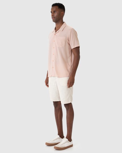 Camisa Masculina Manga Curta Bolso Peitoral Em Viscolinho