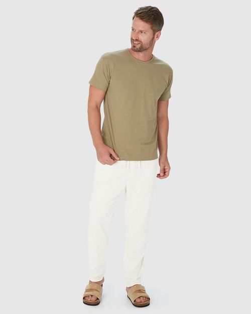 Calça Jogger Masculina Cadarço Frontal Em Sarja Linho