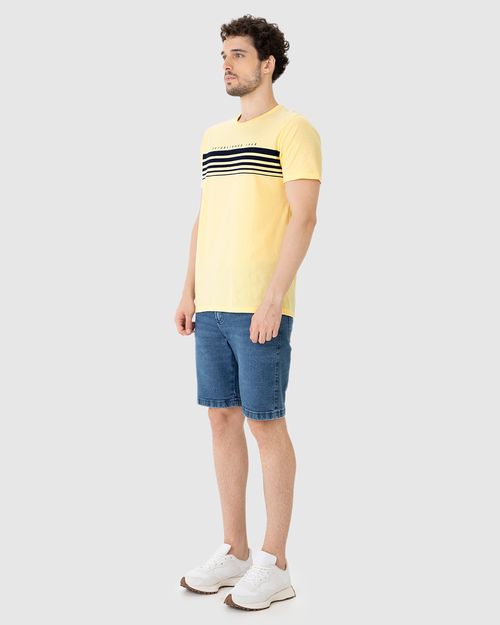 Camiseta Masculina Listras Frontais Em Algodão