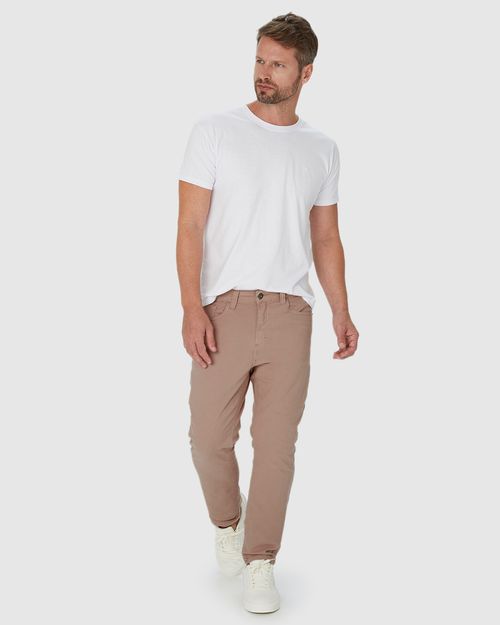 Calça Masculina Slim Cintura Média Em Sarja Com Elastano