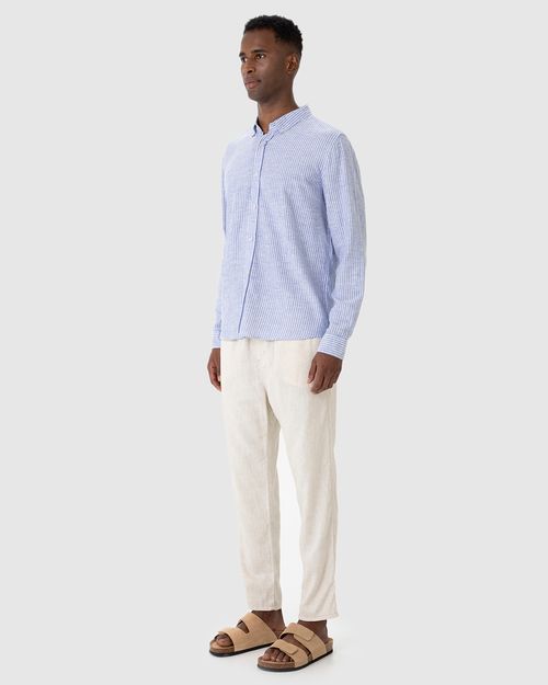 Camisa Masculina Gola Padrão Manga Longa Em Viscolinho