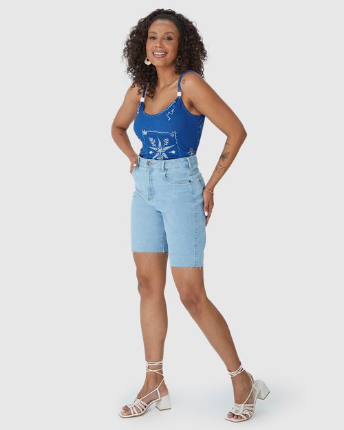 Regata Feminina Estampada Ornamento Alça Em Malha Canelada