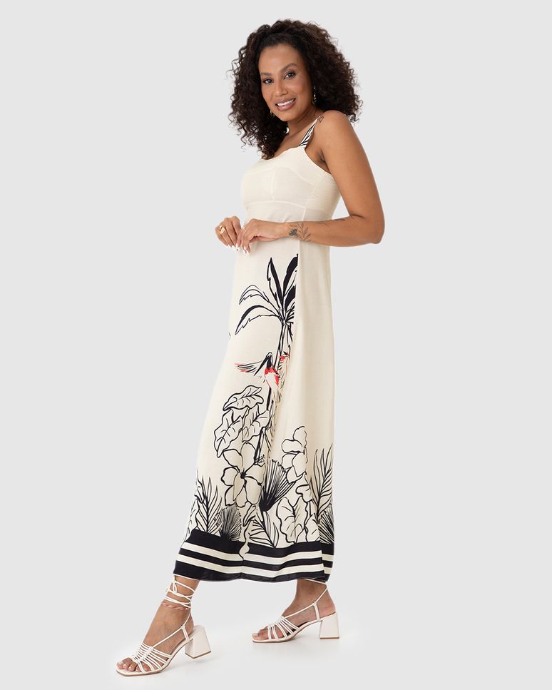 Vestido Longo Feminino Estampa Digital Em Viscose