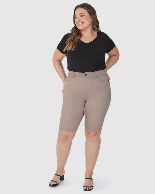 Bermuda Feminina Plus Size Ciclista Em Flex Jeans