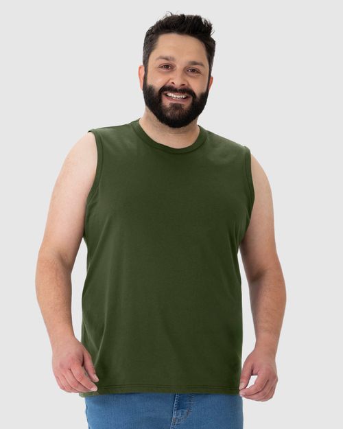 Regata Básica Masculina Plus Size Cava Ajustada Em Algodão