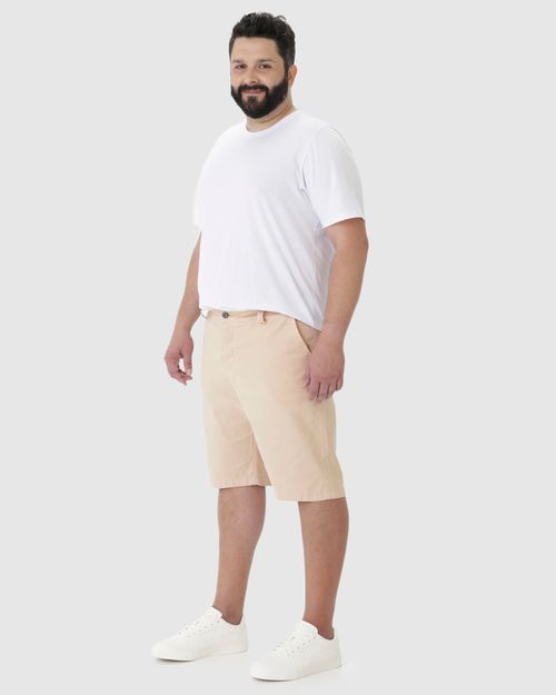 Bermuda Masculina Plus Size Slim Cintura Média Em Sarja Com Elastano