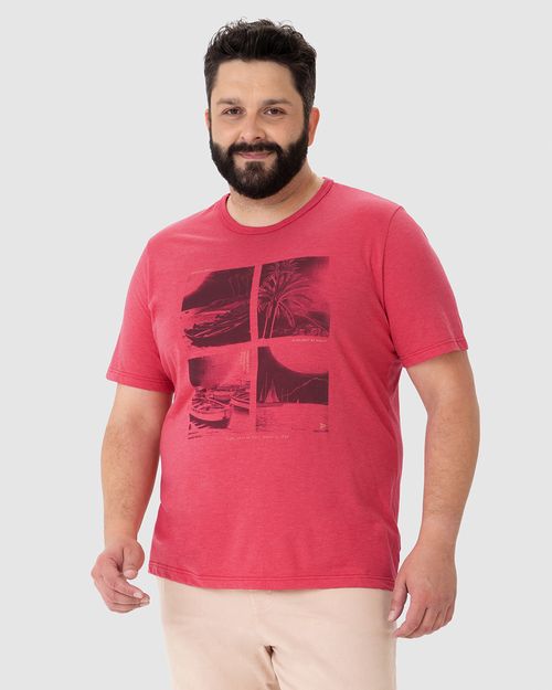 Camiseta Masculina Plus Size Moonlight Em Malha Mesclada