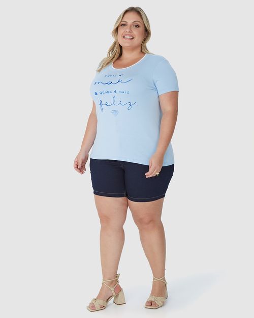 Camiseta Feminina Plus Size Perto Do Mar Em Viscose Stretch