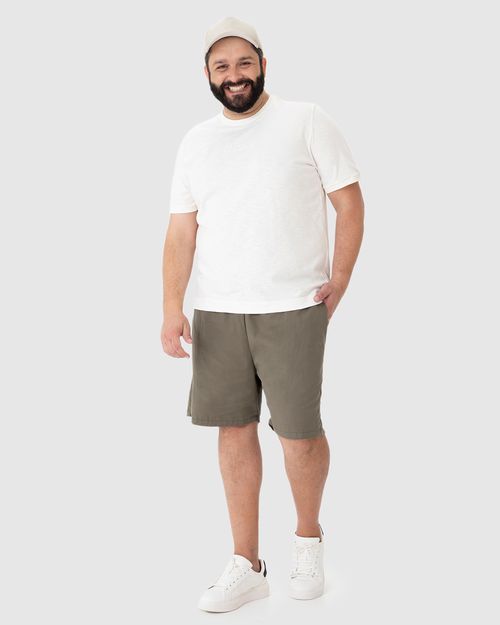 Shorts Masculino Plus Size Slim Em Algodão Sarjado