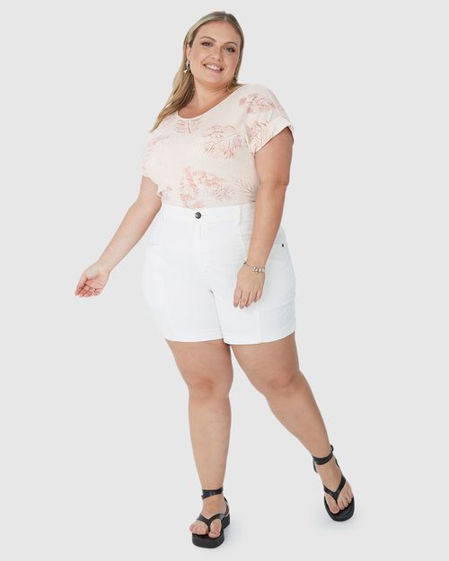 Blusa Feminina Plus Size Ampla Estampada Em Malha Viscolinho Stretch