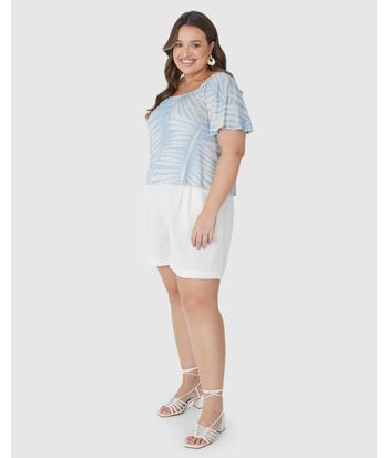 Blusa Feminina Plus Size Ampla Em Malha Viscolinho Stretch