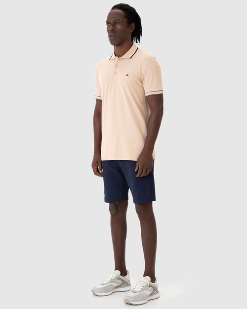 Camisa Polo Básica Masculina Bordada Em Piquet Stretch
