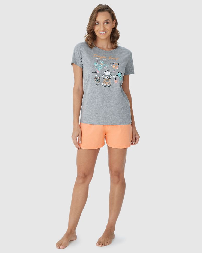 Pijama Feminino Blusa Estampa Simple Things Em Algodão