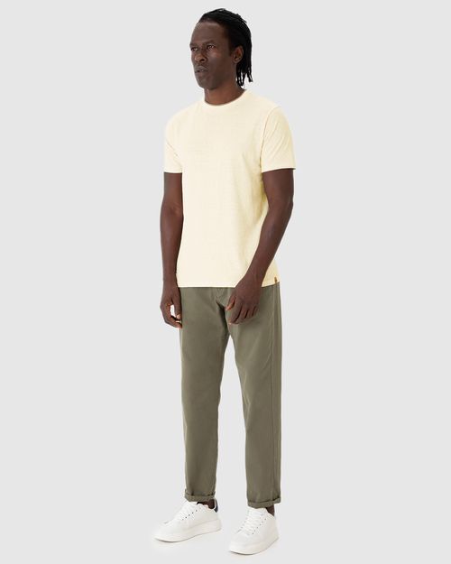 Camiseta Masculina Gola Dupla Em Malha Linho