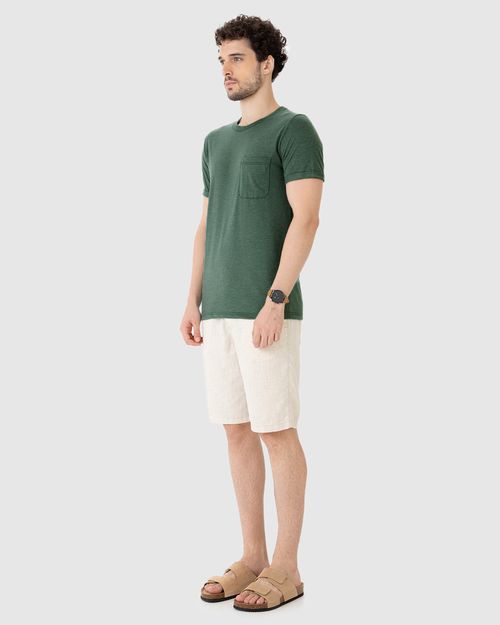 Camiseta Slim Masculina Bolso Peitoral Em Malha Mesclada