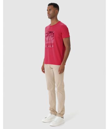 Camiseta Masculina Estampa Litoral Em Malha Mesclada