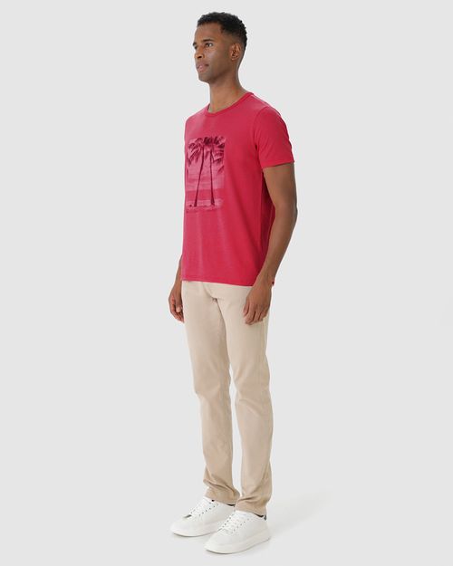 Camiseta Masculina Estampa Litoral Em Malha Mesclada
