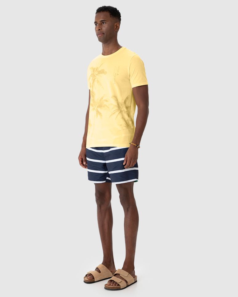 Camiseta Masculina Slim Estampada Em Algodão