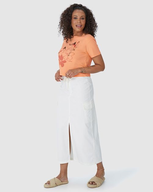 Camiseta Cropped Feminina Estampa Ilustrativa Em Algodão