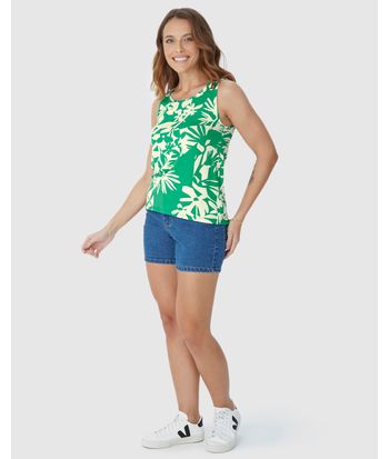 Regata Feminina Mullet Estampada Em Viscose Stretch
