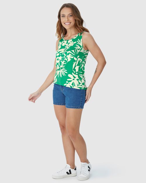 Regata Feminina Mullet Estampada Em Viscose Stretch