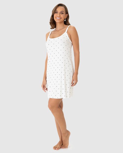 Camisola Feminina Alça Fina Estampada Em Malha Viscose Canelada