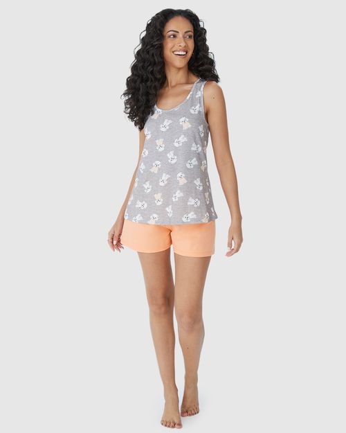 Pijama Feminino Estampa Cachorro Em Algodão