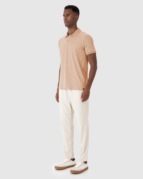 Camisa Polo Masculina Com Estampa Em Piquet Stretch
