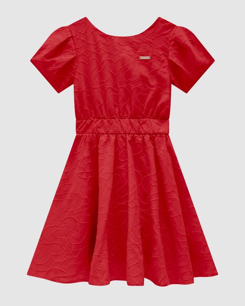 Vestido Menina Bordado Corações Em Algodão - Carinhoso