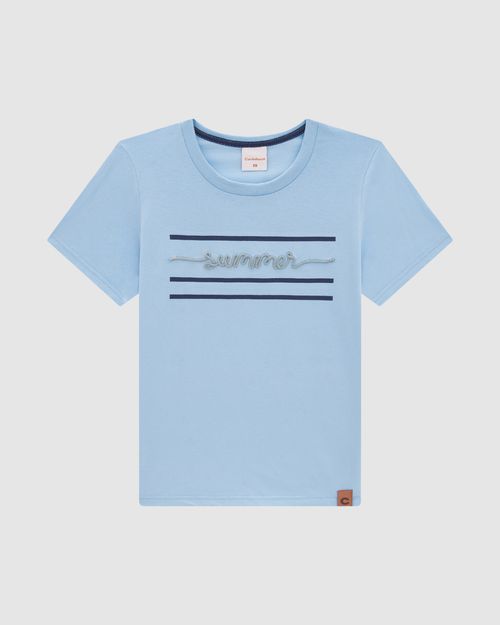 Camiseta Menino Bordado Summer Em Algodão - Carinhoso