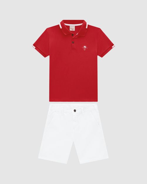 Conjunto Menino Camisa Polo E Bermuda Sarja - Carinhoso