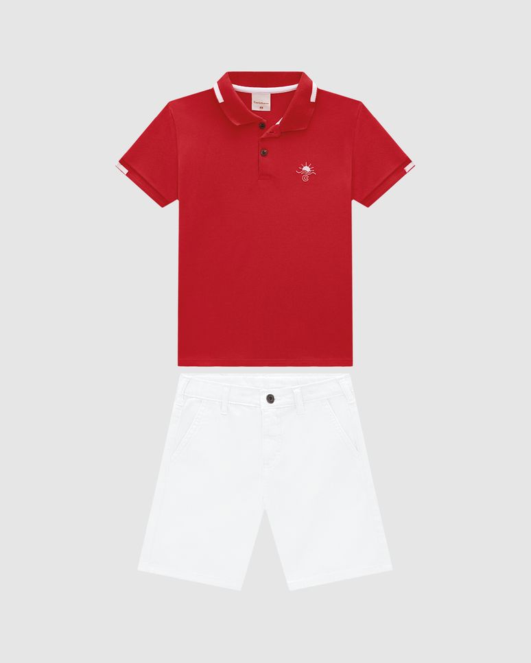 Conjunto Menino Camisa Polo E Bermuda Sarja - Carinhoso