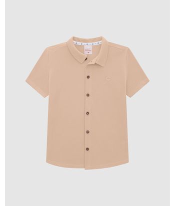 Camisa Menino Abotoamento Frontal Em Piquet Premium - Carinhoso