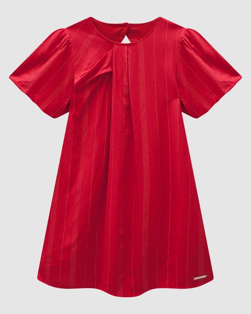 Vestido Menina Manga Balonê Em Viscose Lurex - Carinhoso