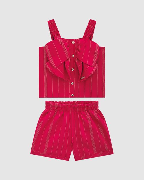 Conjunto Menina Regata Botões Frontais E Shorts Em Viscose Lurex - Carinhoso