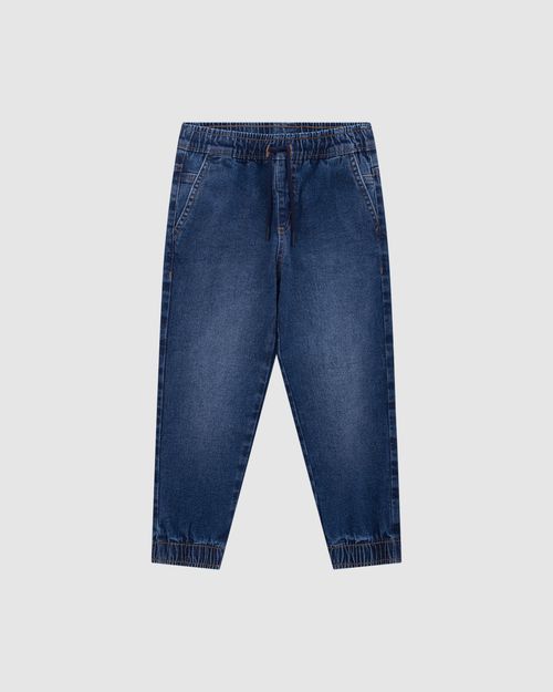 Calça Menino Jogger Cintura Média Em Jeans Com Elastano - Carinhoso