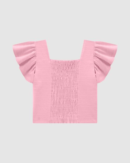 Blusa Menina Costas Lastex Em Malha Texturizada - Carinhoso