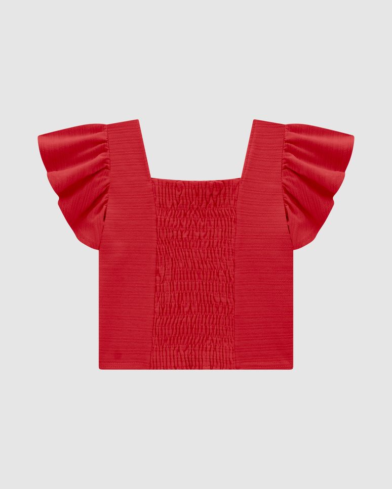 Blusa Menina Costas Lastex Em Malha Texturizada - Carinhoso
