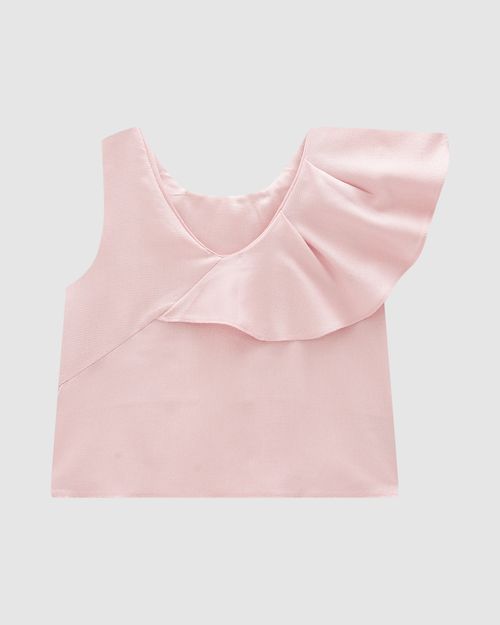 Blusa Menina Babado Assimétrico Em Viscose Lurex - Carinhoso