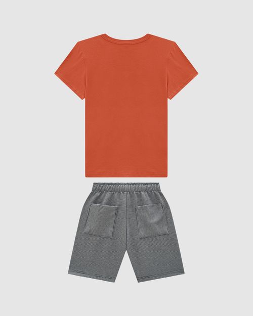 Conjunto Menino Camiseta Estampa Frontal Em Algodão - Carinhoso