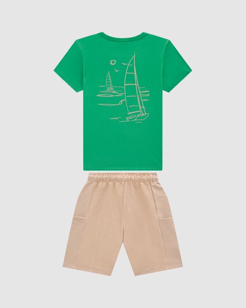 Conjunto Menino Camiseta Estampa Costas Em Algodão - Carinhoso
