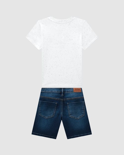 Conjunto Menino Camiseta Peitilho Botões Em Malha Botonê - Carinhoso