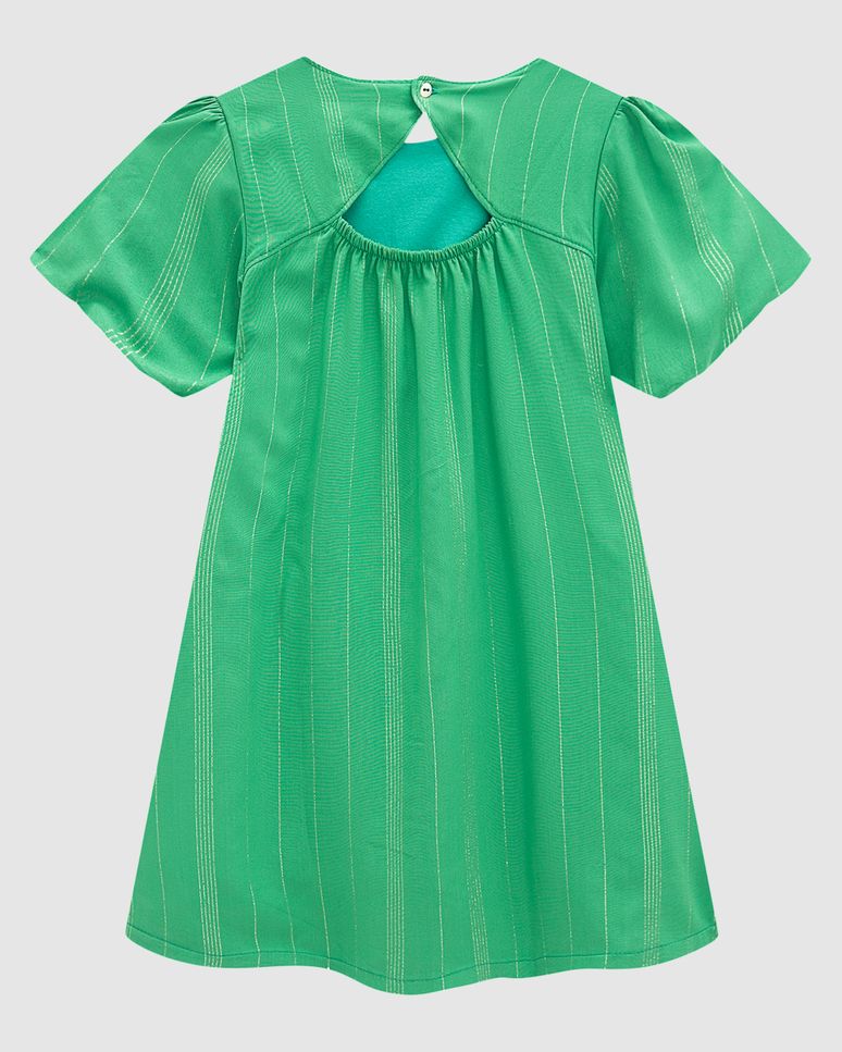 Vestido Menina Manga Balonê Em Viscose Lurex - Carinhoso