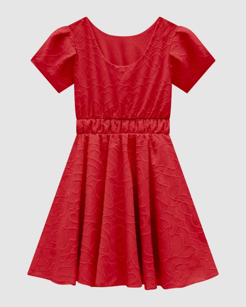 Vestido Menina Bordado Corações Em Algodão - Carinhoso