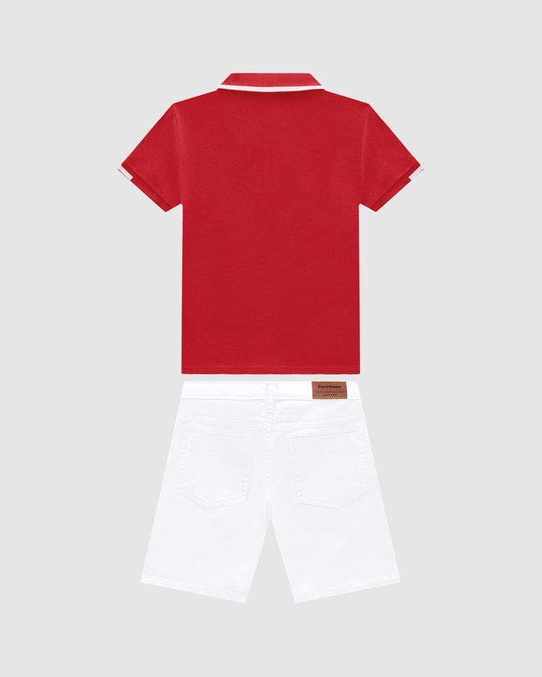 Conjunto Menino Camisa Polo E Bermuda Sarja - Carinhoso