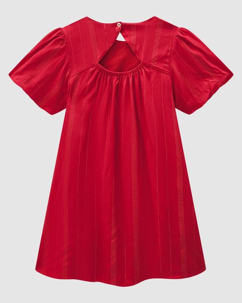 Vestido Menina Manga Balonê Em Viscose Lurex - Carinhoso