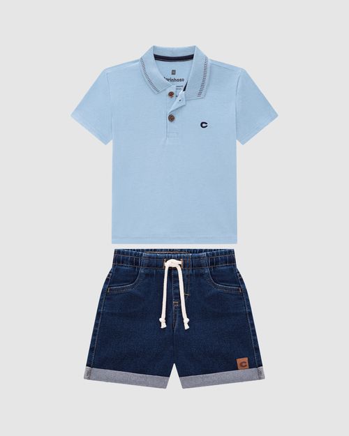 Conjunto Menino Camisa Polo Em Algodão - Carinhoso