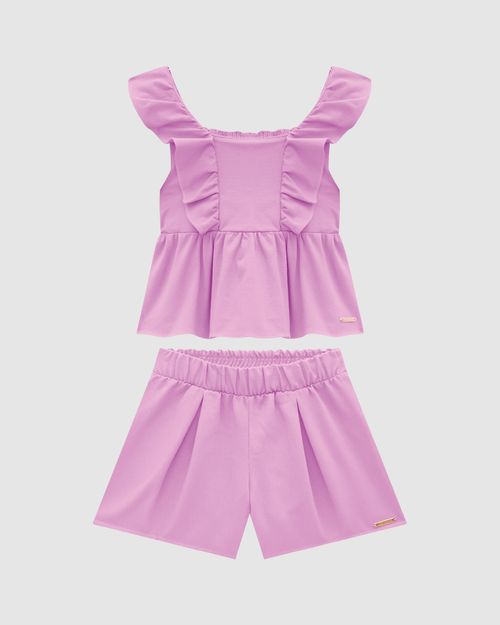 Conjunto Menina Regata E Shorts Em Crepe - Carinhoso