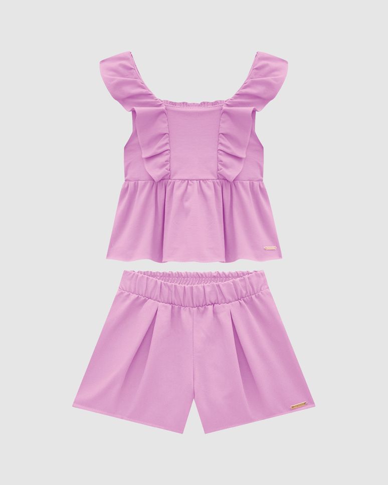 Conjunto Menina Regata E Shorts Em Crepe - Carinhoso
